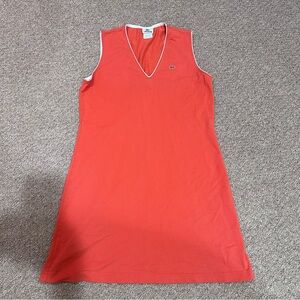 Lacoste Coral Red Sleeveless V-Neck Sport Dress